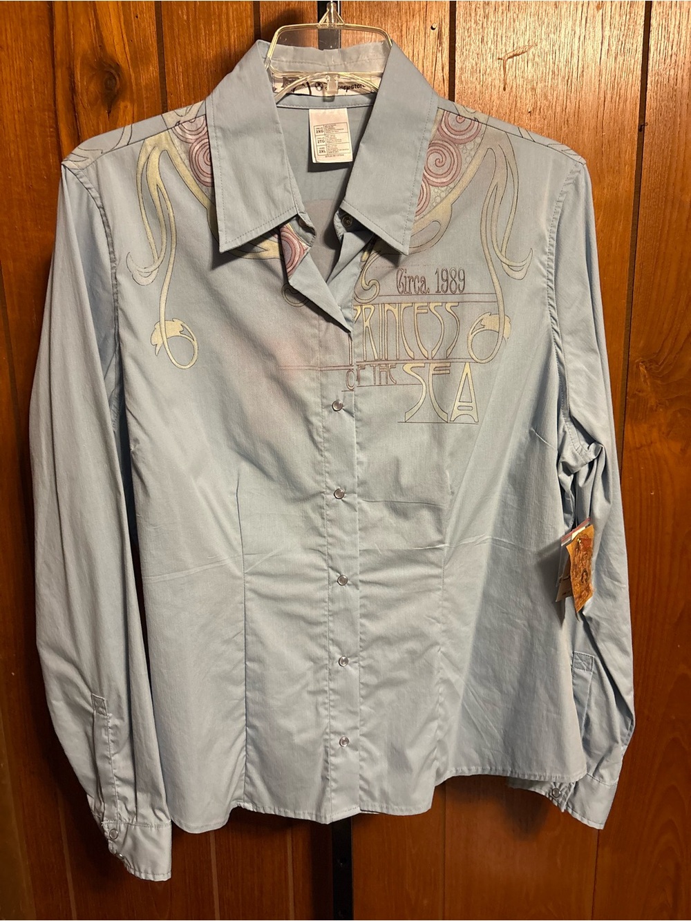 Disney Light Blue Long-Sleeve Printed Dress Shirt